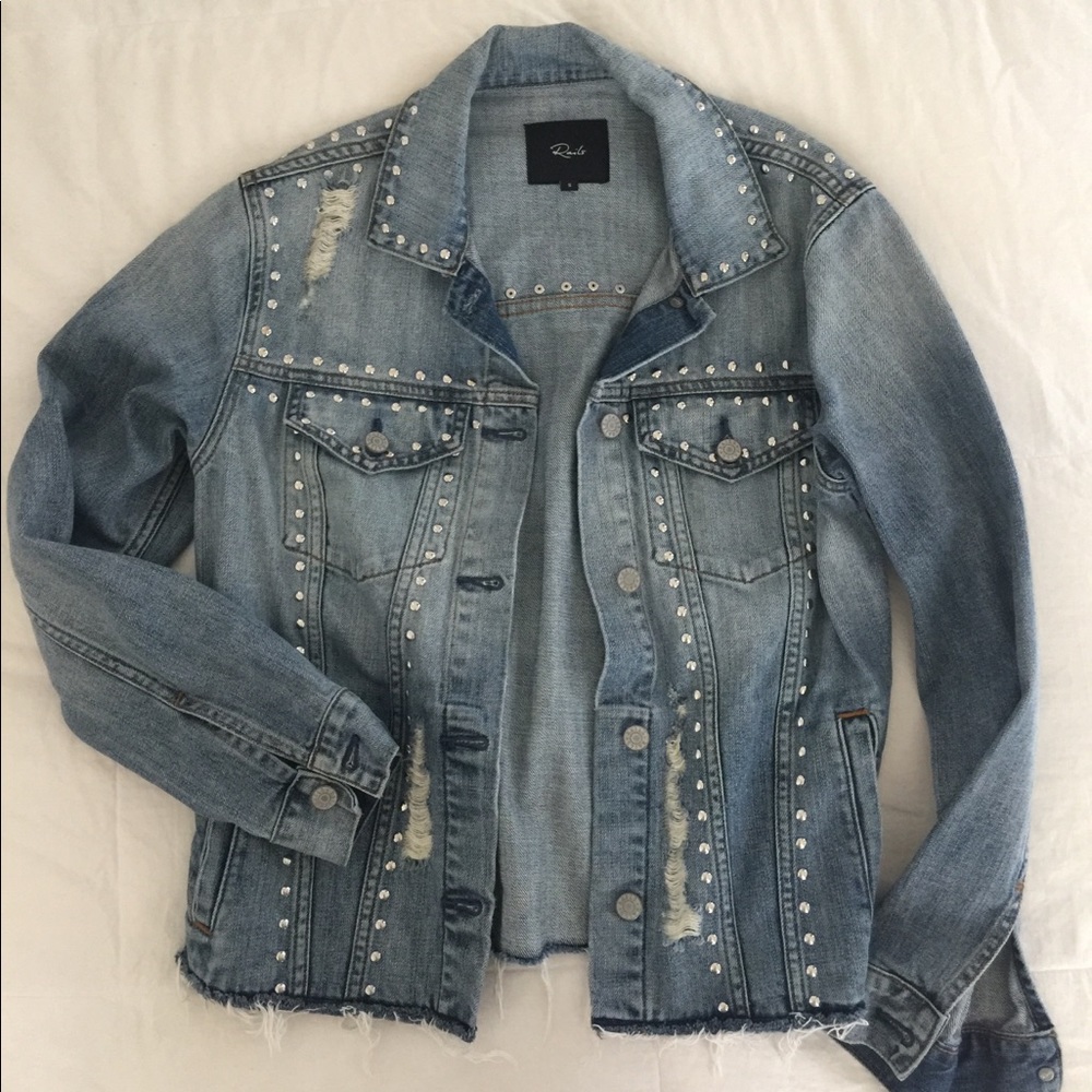 Rails oversized distressed studded denim jacket S